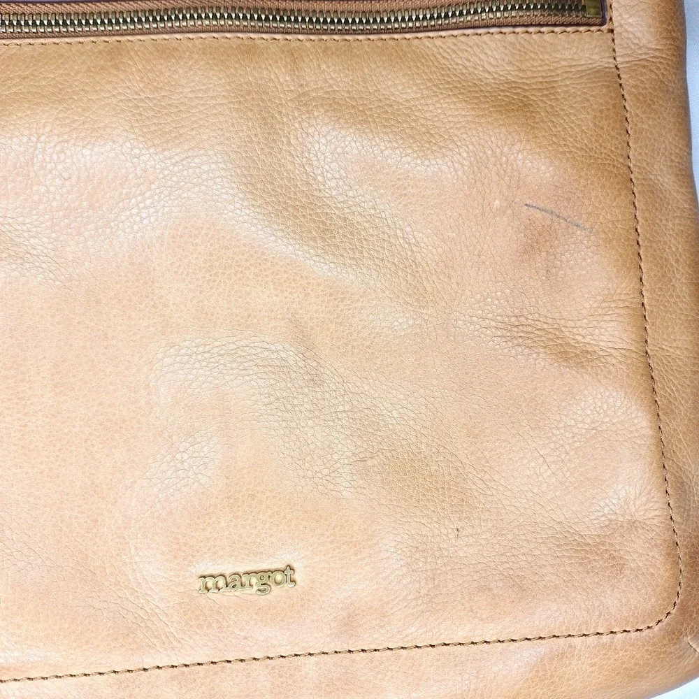 Margot New York Leather Messenger Hobo Handbag Purse‎ Cognac Shoulder Bag Brown